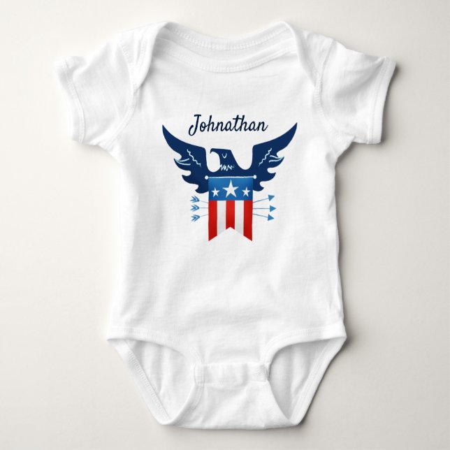 All American Eagle & Flag Patriotic Baby Bodysuit (Front)