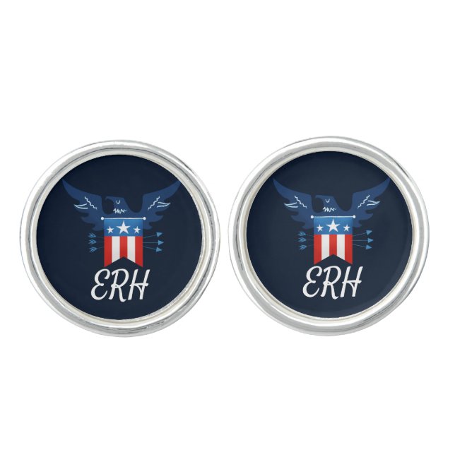 All American Eagle & Flag Patriotic Cufflinks (Front)