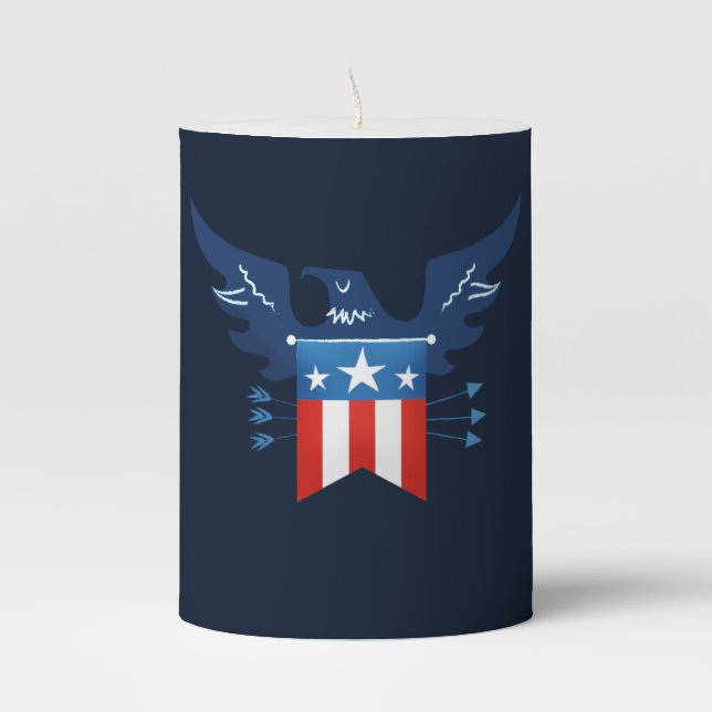 All American Eagle & Flag Patriotic Pillar Candle (Front)