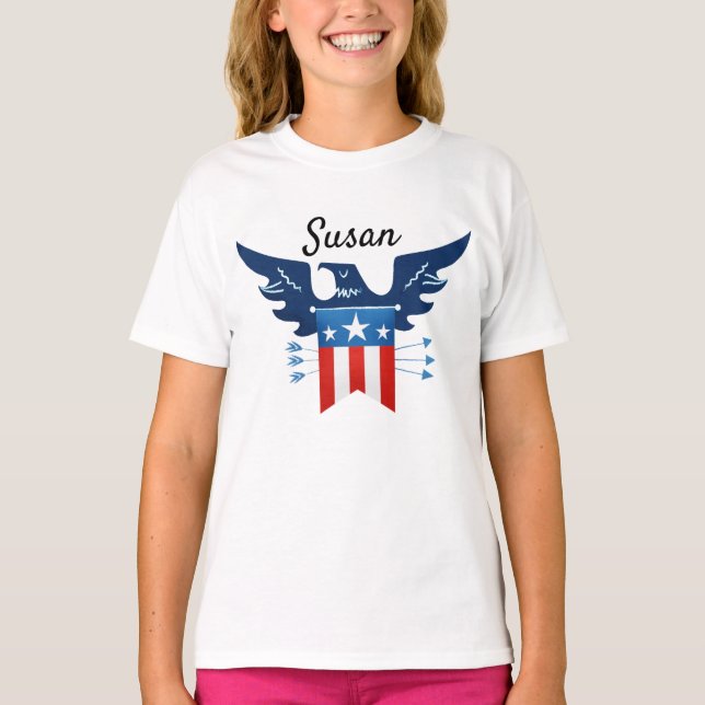 All American Eagle & Flag Patriotic T-Shirt (Front)