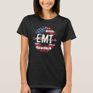 All American Emt Life American Flag Sunflower 4th T-Shirt