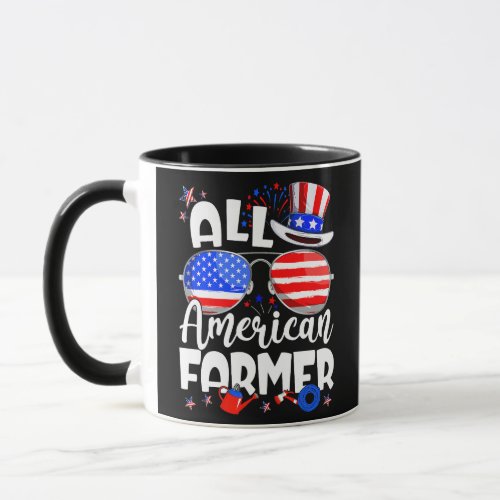 All American Farmer Funny 4th Of July Men Women  Mug