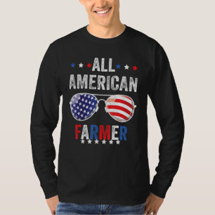 All American FARMER USA Flag 4th of July Sunglasse T-Shirt