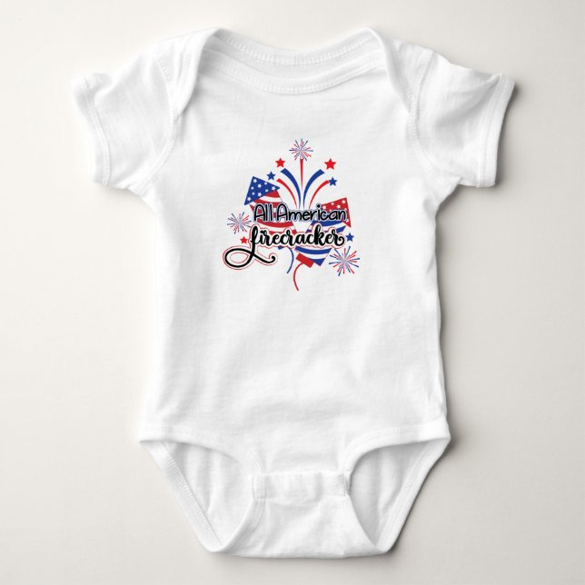 All American Firecracker Patriotic Baby Bodysuit (Front)