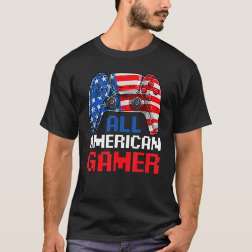 All American Gamer 4th Of July American Flag Video T_Shirt