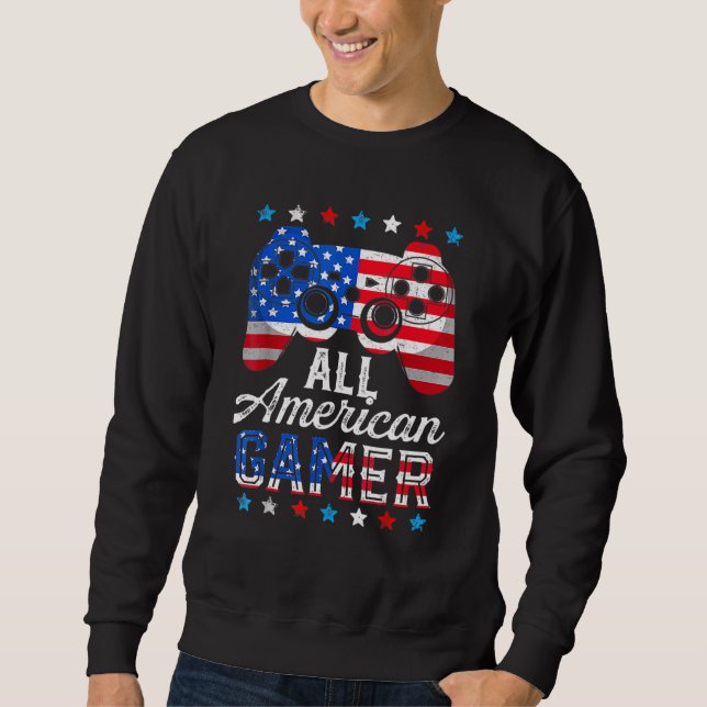 All American Gamer Video Game Flag American 4th Of Sweatshirt (Front)