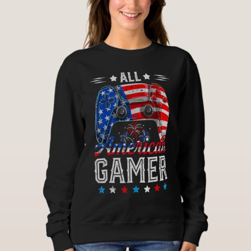 All American Gamer Video Game Flag American 4th Of Sweatshirt