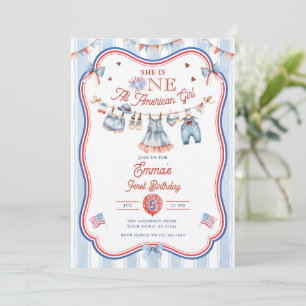 All American Girl 1st Birthday Invitation