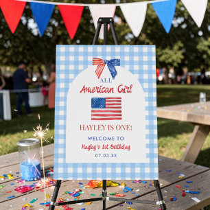 All American Girl 1st Birthday Party Welcome Foam Board