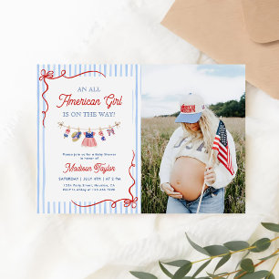 All American Girl 4th July Baby Shower Photo Invitation