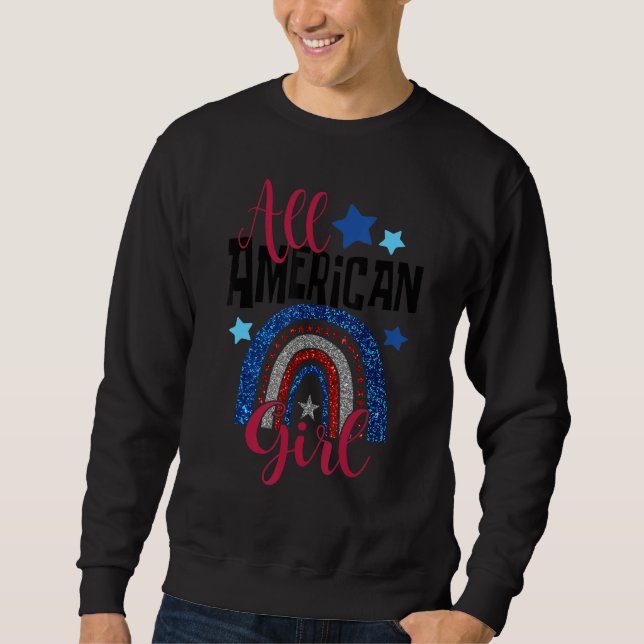 All American Girl 4th July USA Flag Baby Youth Wom Sweatshirt (Front)