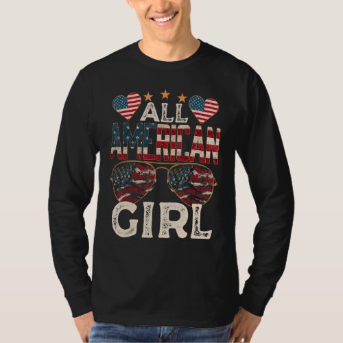 All American Girl 4th Of July American Flag for Pa T_Shirt