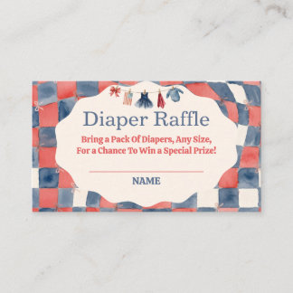 All American Girl 4th of July Baby Diaper Raffle  Enclosure Card