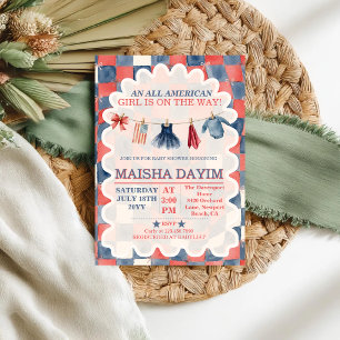 All American Girl 4th of July Baby shower Invitation