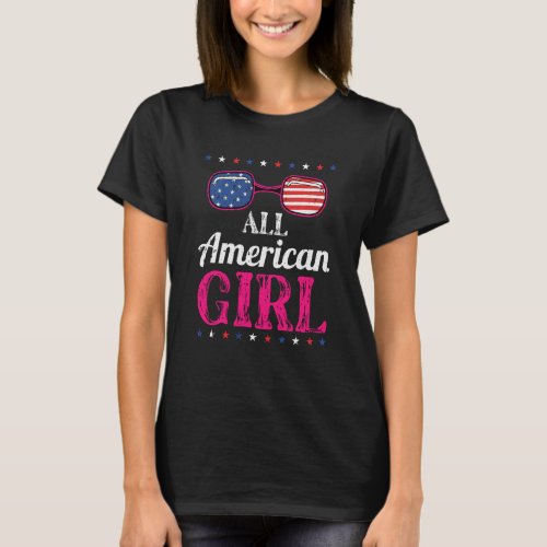 All American Girl 4th Of July Cute Patriotic Ameri T_Shirt