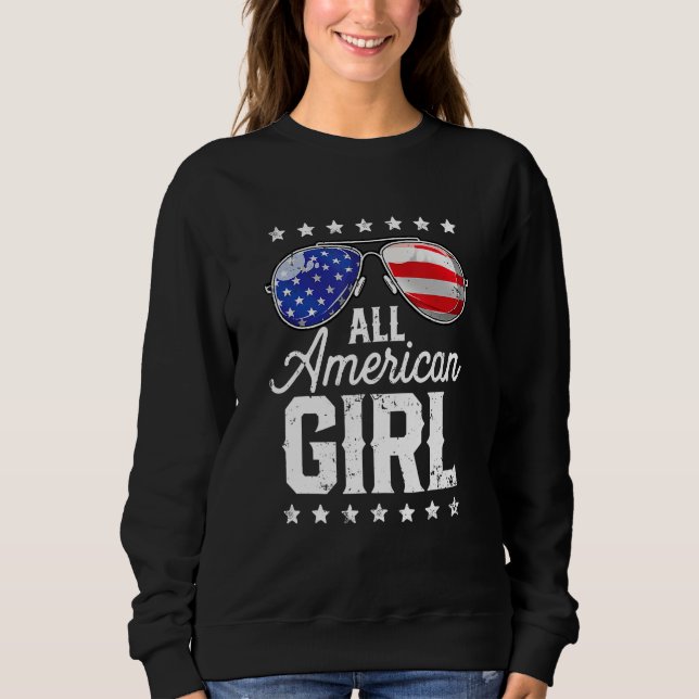 All American Girl 4th Of July Family Matching Sung Sweatshirt (Front)