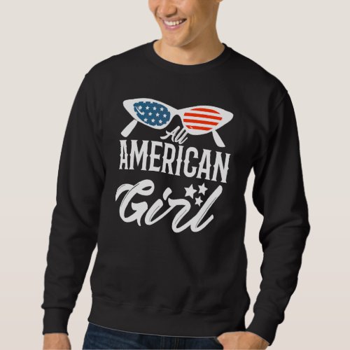 All American Girl 4th Of July Family Matching Sung Sweatshirt