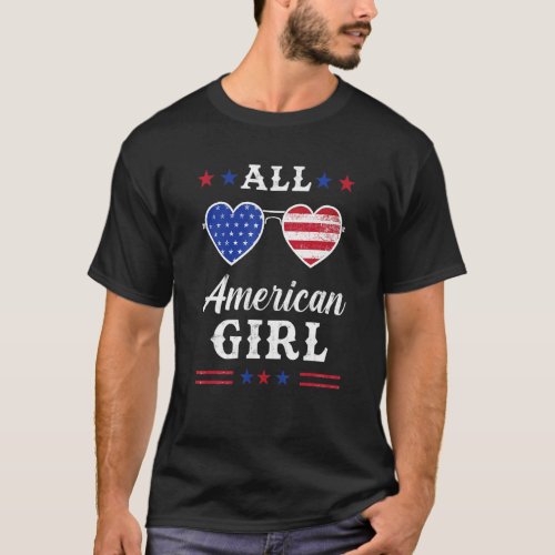 All American Girl 4th Of July Girls Kids Teens Sun T_Shirt