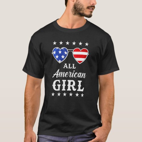 All American Girl 4th Of July Girls Kids Teens Sun T_Shirt