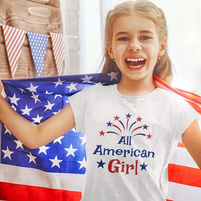 All American Girl 4th of July Kid T-Shirt (Creator Uploaded)