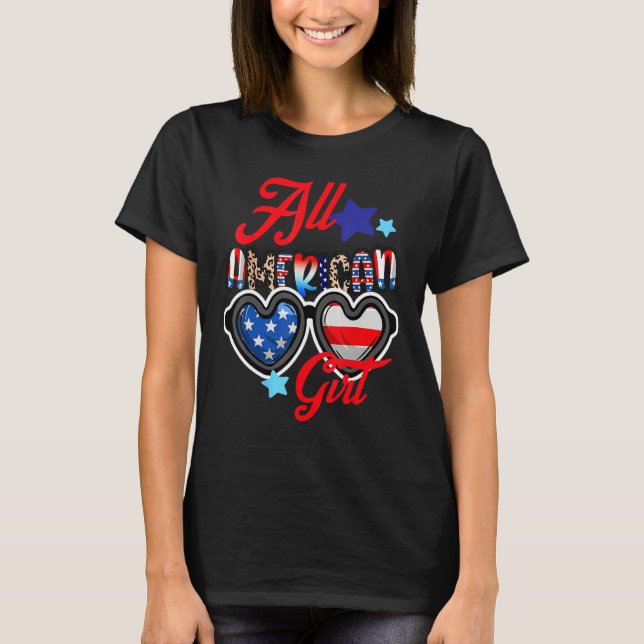 All American Girl 4th of July Patriotic USA Flag 1 T-Shirt (Front)