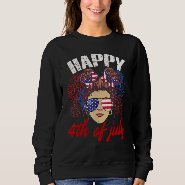 All American Girl 4th of July Patriotic USA Flag Sweatshirt (Front)