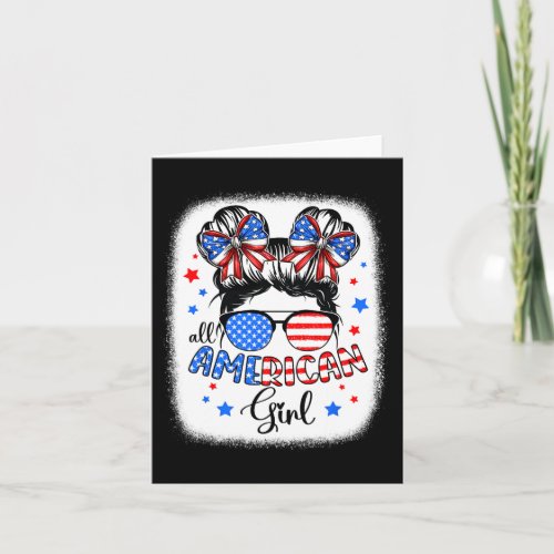 All American Girl 4th Of July Shirt Daughter Messy Card
