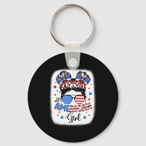 All American Girl 4th Of July Shirt Daughter Messy Keychain
