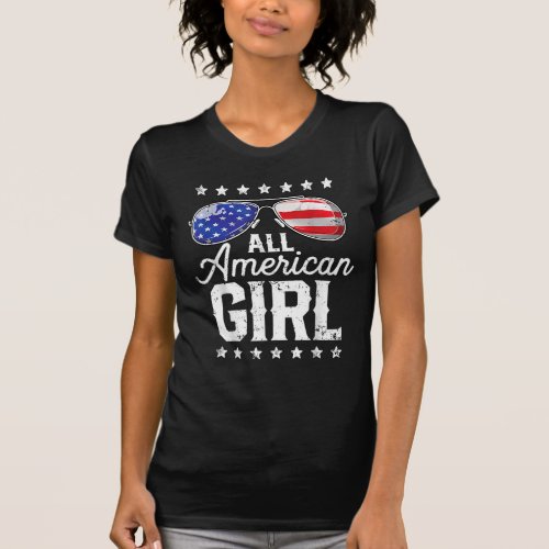 All American Girl 4th of July Sunglasses T_Shirt