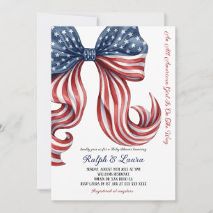 All American Girl Baby Patriotic Baby Shower  Invitation