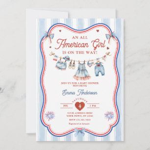 All American Girl Baby Shower Invitation