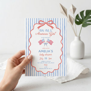 All American Girl Baby Shower Invitation