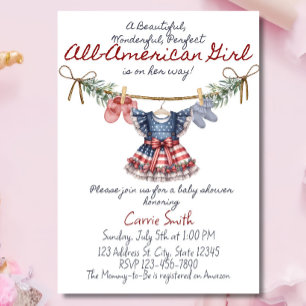 All American Girl Baby Shower Invitation Template