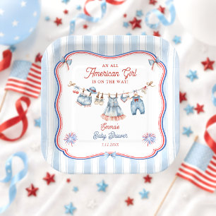 All American Girl Baby Shower Paper Plates