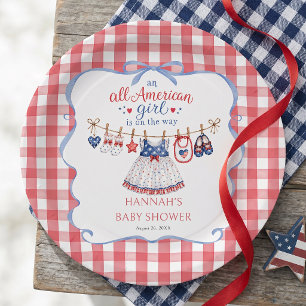 All American Girl Baby Shower Paper Plates