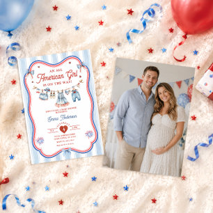 All American Girl Baby Shower Photo Invitation