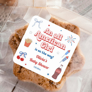 All American Girl Baby Shower Square Sticker