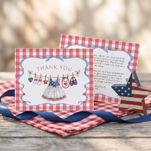 All American Girl Baby Shower Thank You Card