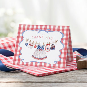 All American Girl Baby Shower Thank You Card