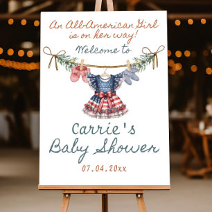 All American Girl Baby Shower Welcome Sign Templat