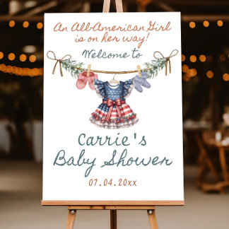 All American Girl Baby Shower Welcome Sign Templat