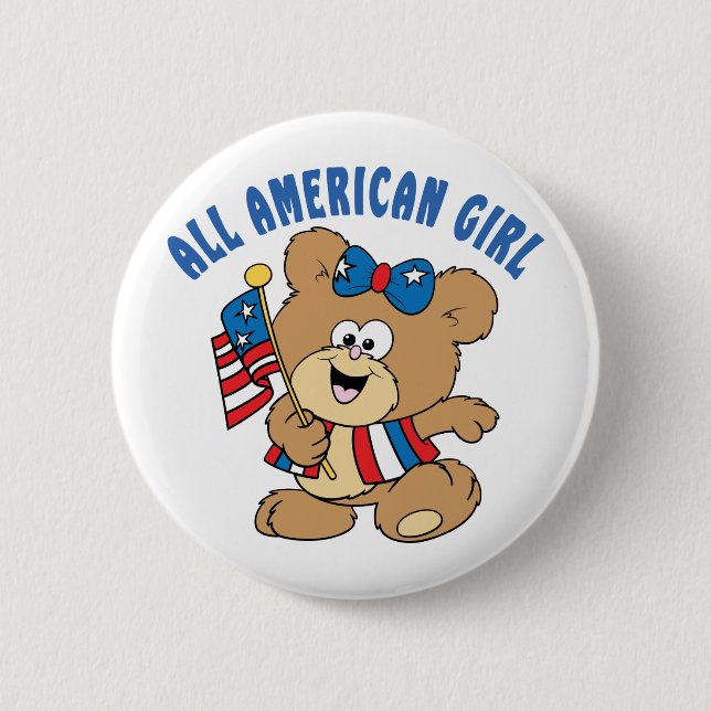 All American Girl Bear Pinback Button (Front)