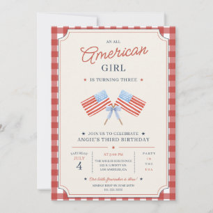 All American Girl Birthday Americana Party Invitation