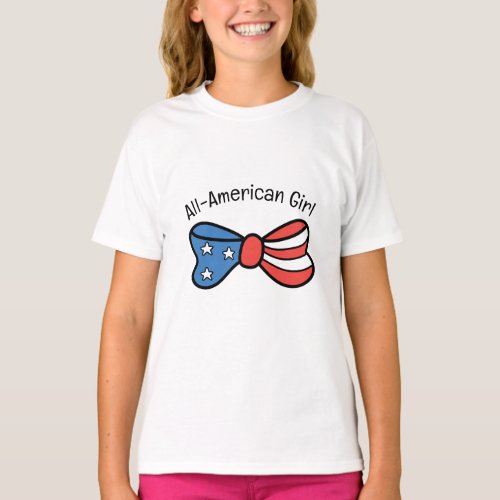 All American Girl Bow USA 4th of July T Shirt