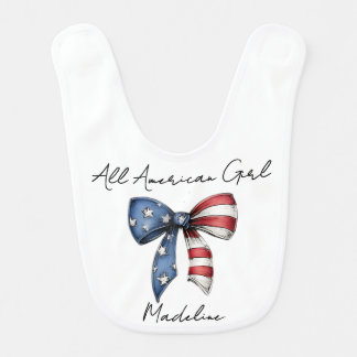 All American Girl Coquette Bow Baby Bib