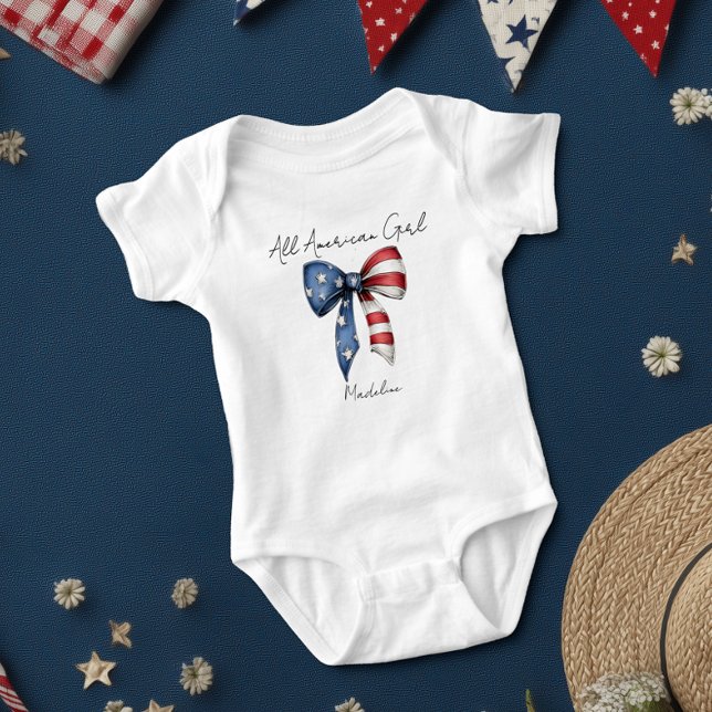 All American Girl Coquette Bow Baby Bodysuit (Creator Uploaded)