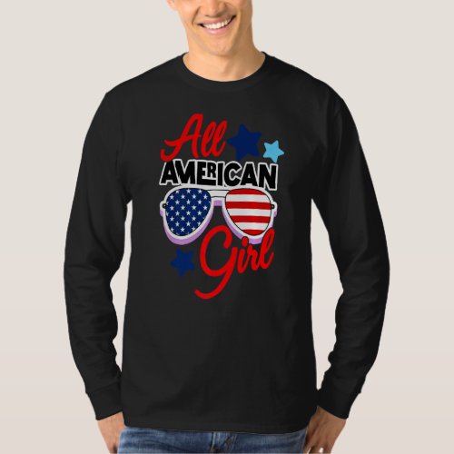 All American Girl Patriotic 4th Of July Usa Americ T_Shirt