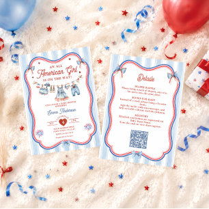 All American Girl Patriotic Baby Shower All in One Invitation