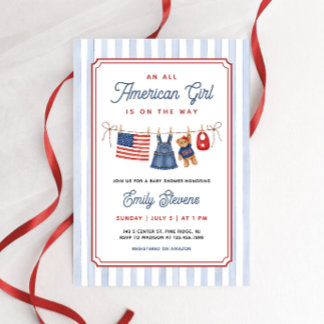All American Girl Patriotic Baby Shower Invitation
