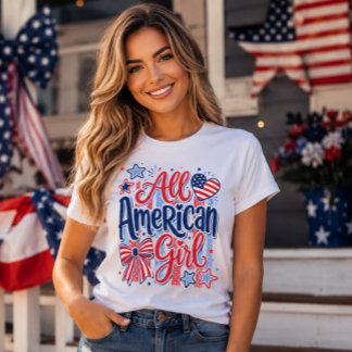 All American Girl Patriotic Bow 4th of July T-Shirt